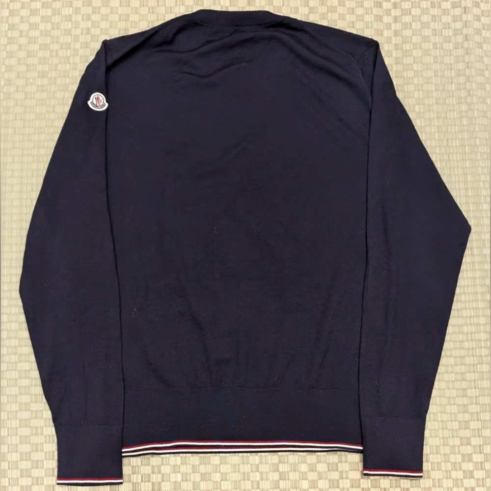 Moncler 100% Wool Knit Sweater Dark Navy Men's Size Medium Made in Romania - Picture 2 of 7